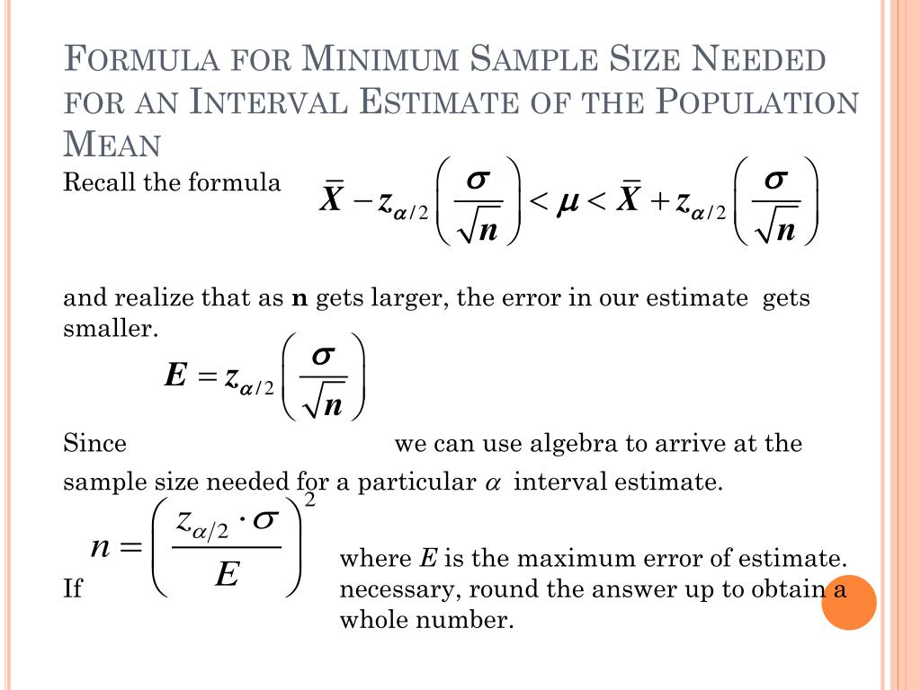 PPT - 7-2 Confidence Intervals for the Mean and Sample Size PowerPoint