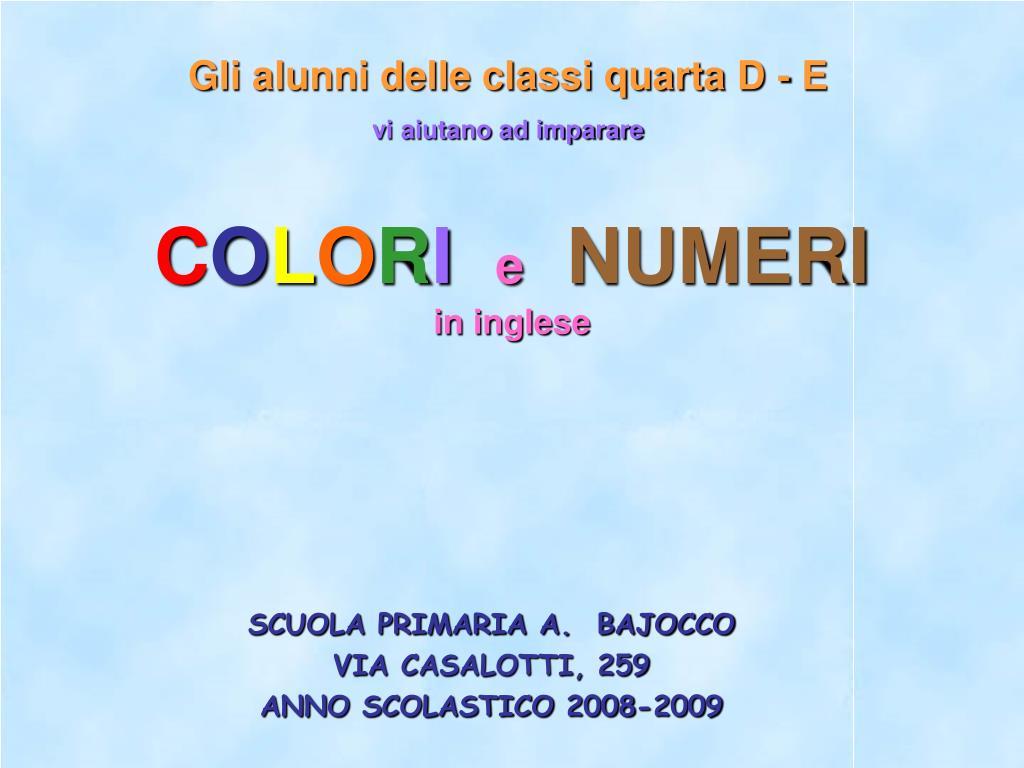 Ppt C O L O R I E Numeri In Inglese Powerpoint Presentation Free Download Id