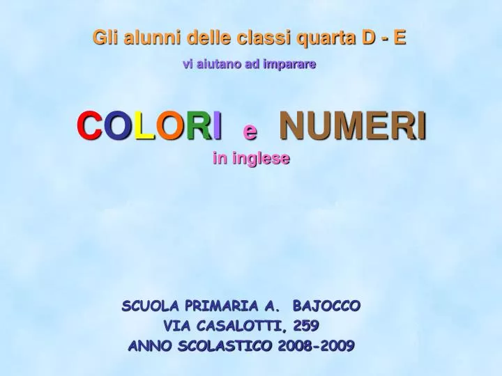 Ppt C O L O R I E Numeri In Inglese Powerpoint Presentation Free Download Id