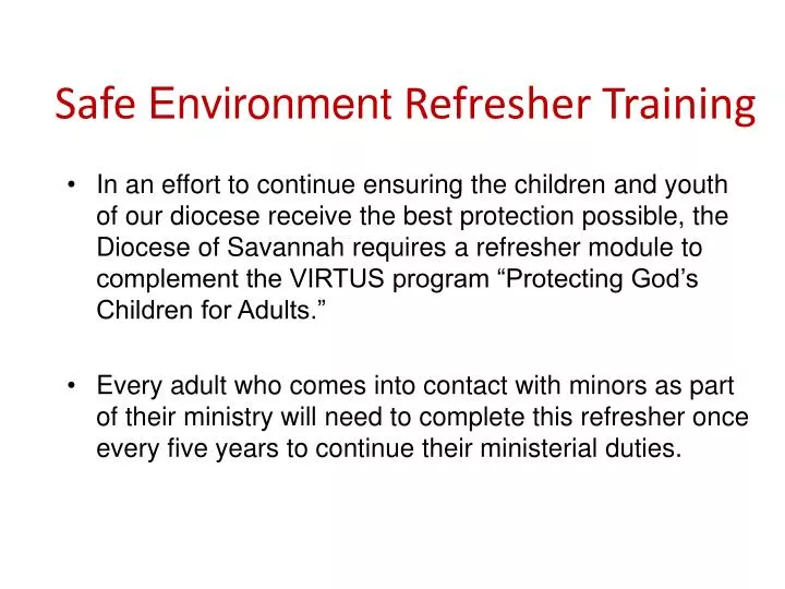 safe environment refresher training n.