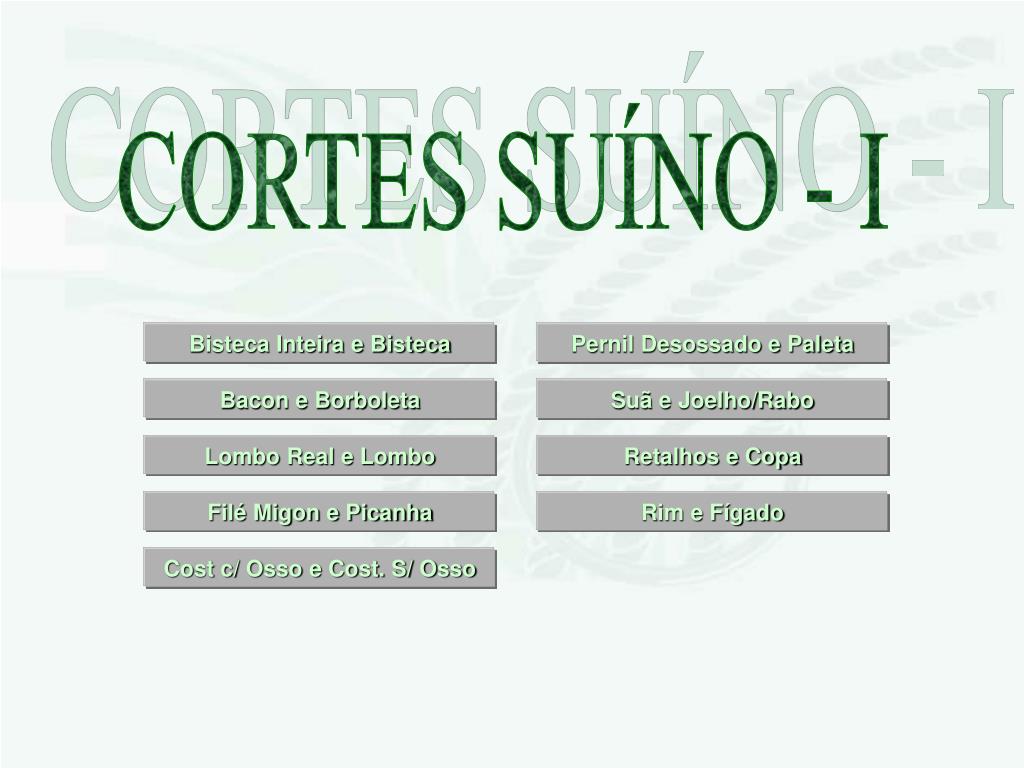 PPT - CORTES SUÍNO - I PowerPoint Presentation, free download - ID:4913902