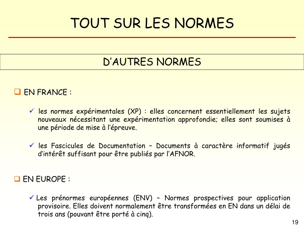 PPT  TOUT SUR LES NORMES PowerPoint Presentation, free download  ID