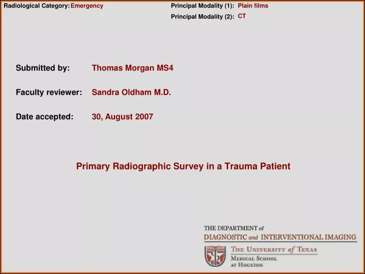 primary radiographic survey in a trauma patient n.