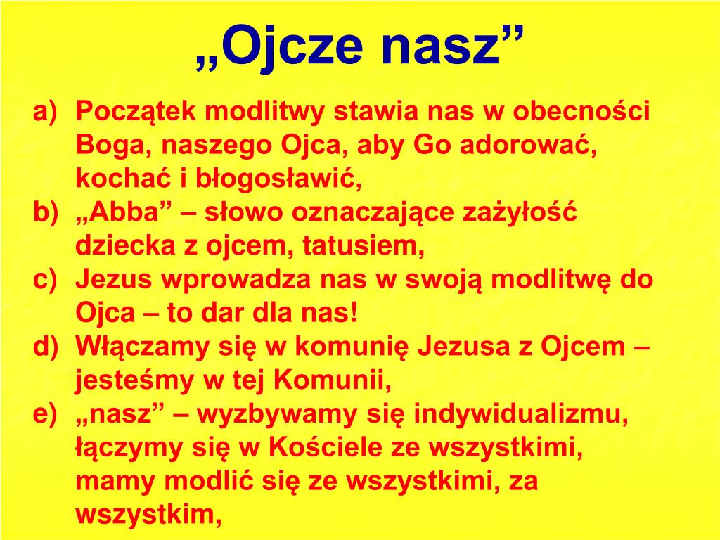 Modlitwa Ojcze Nasz W Oryginale PPT - Modlitwa „Ojcze nasz” PowerPoint Presentation, free download - ID