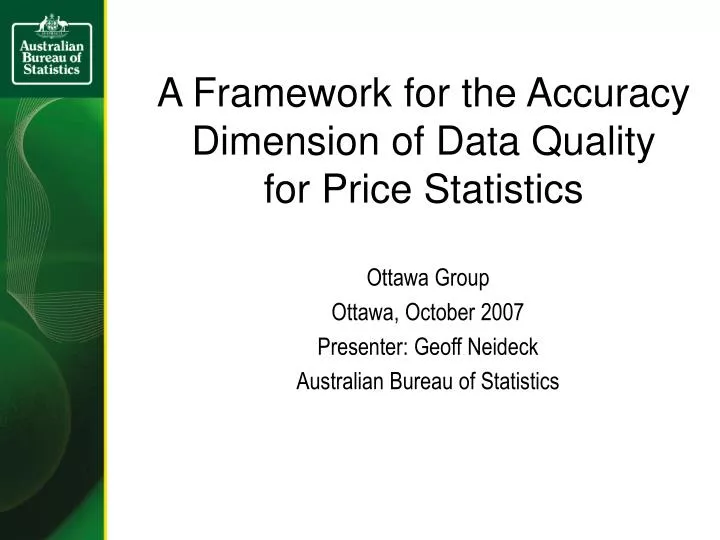 PPT A Framework for the Accuracy Dimension of Data Quality for Price