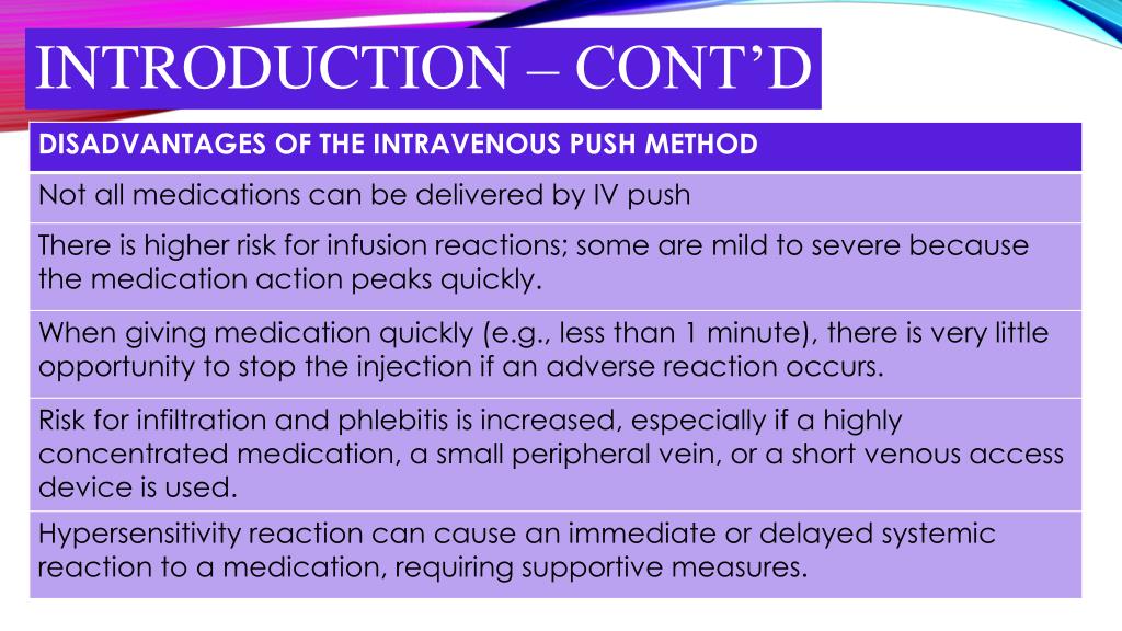 PPT - NUR 141 SKILL 22-5 ADMINISTERING MEDICATIONS BY INTRAVENOUS BOLUS ...
