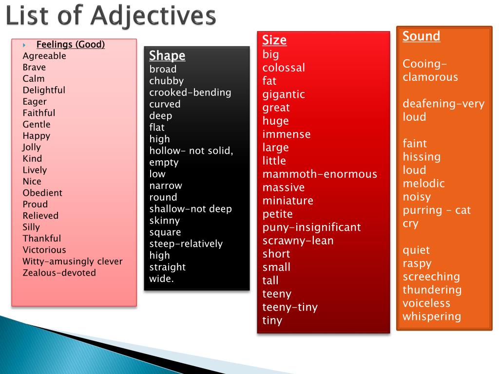 Adjectives of feeling