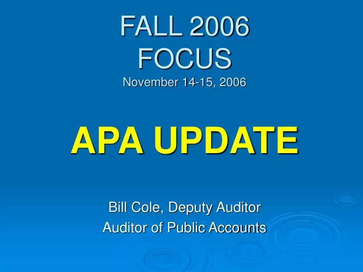fall 2006 focus november 14 15 2006 apa update n.