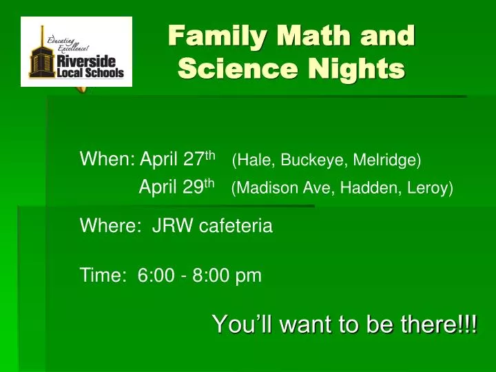 family math and science nights n.