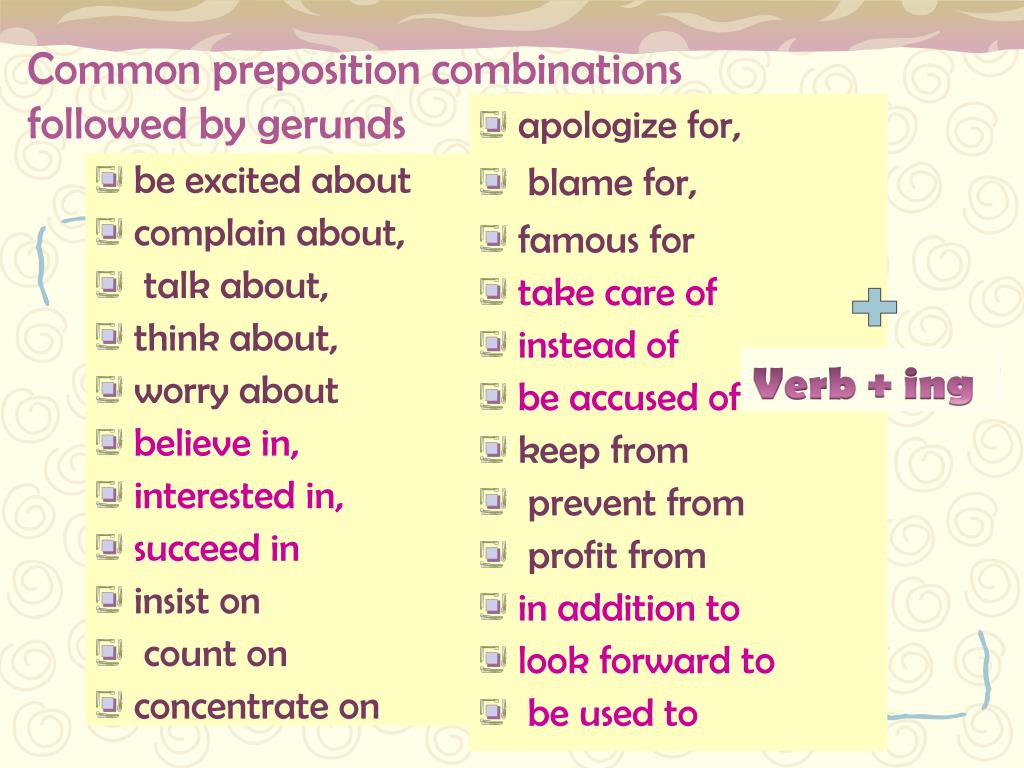 Preposition list