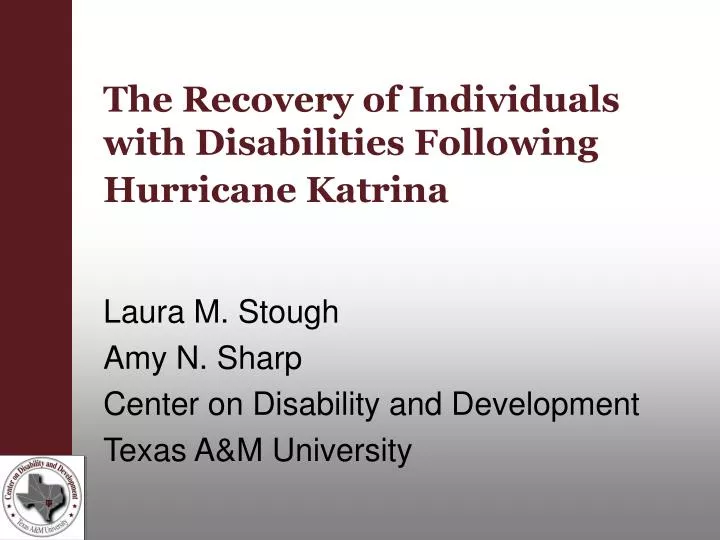 the recovery of individuals with disabilities following hurricane katrina n.