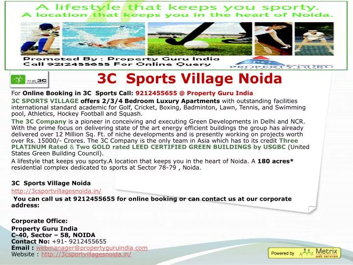 3c sports village noida n.