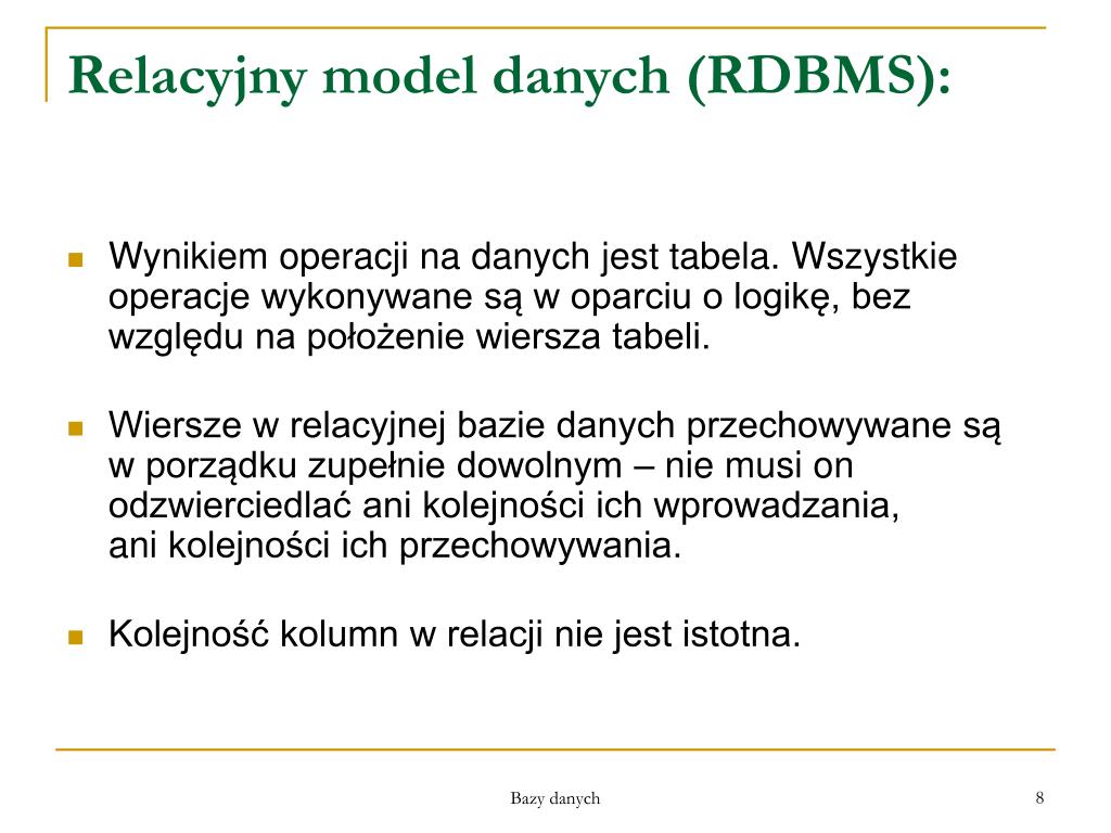W Relacyjnym Modelu Baz Danych Krotkami Nazywa Się PPT - Bazy danych PowerPoint Presentation, free download - ID:4927980