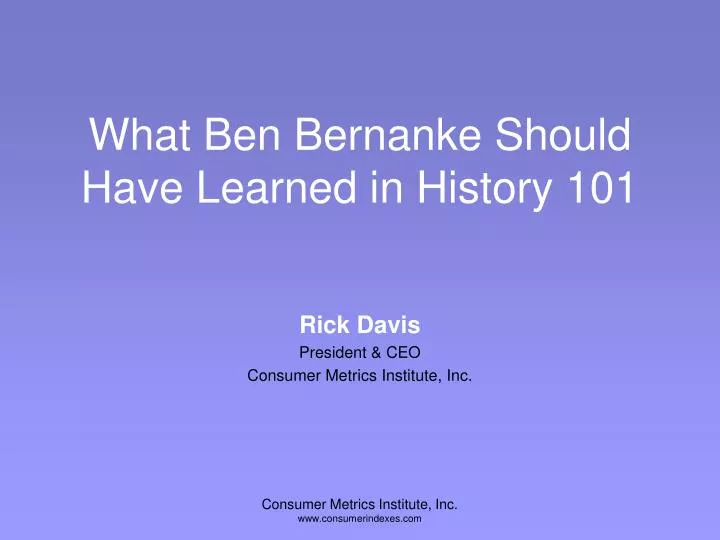 what ben bernanke should have learned in history 101 n.