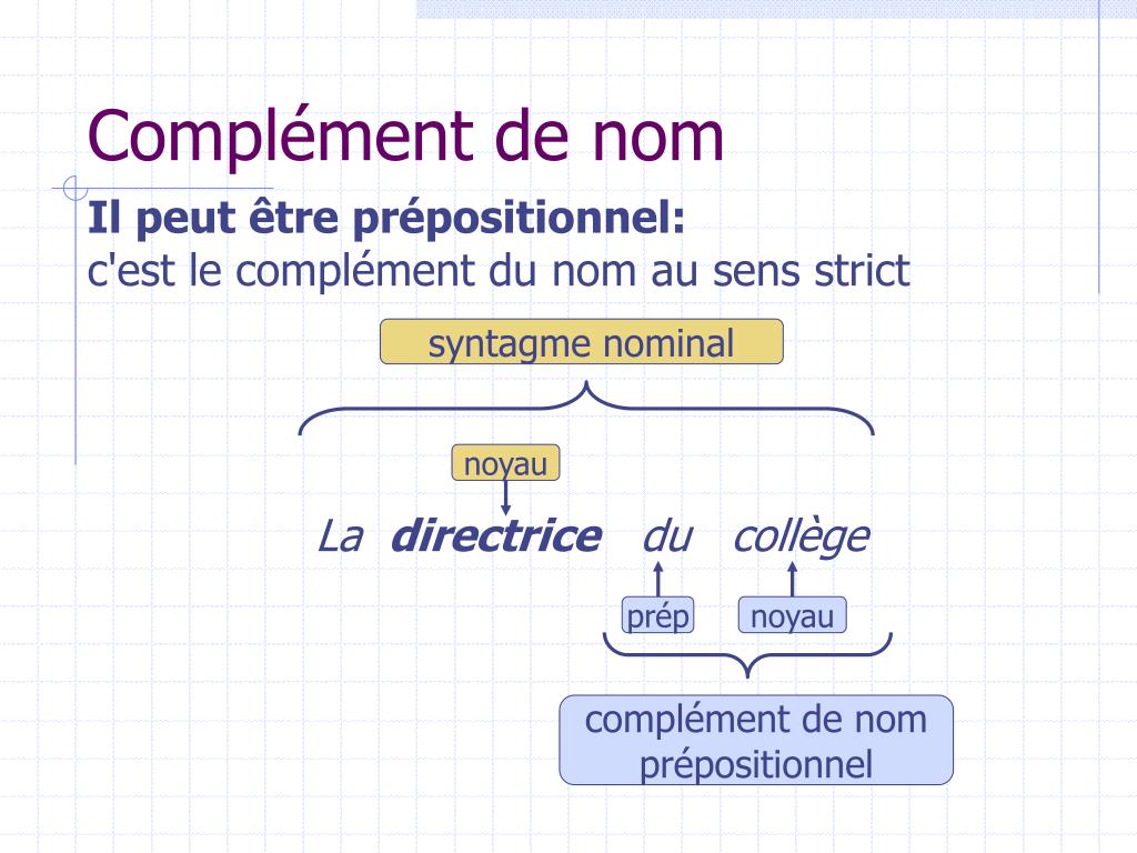 Groupe Nominal Avec Complément Du Nom PPT - Le syntagme nominal PowerPoint Presentation, free download - ID