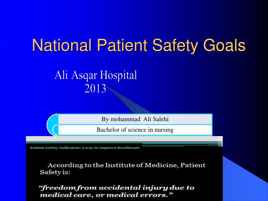 PPT National Patient Safety Goals PowerPoint Presentation, free