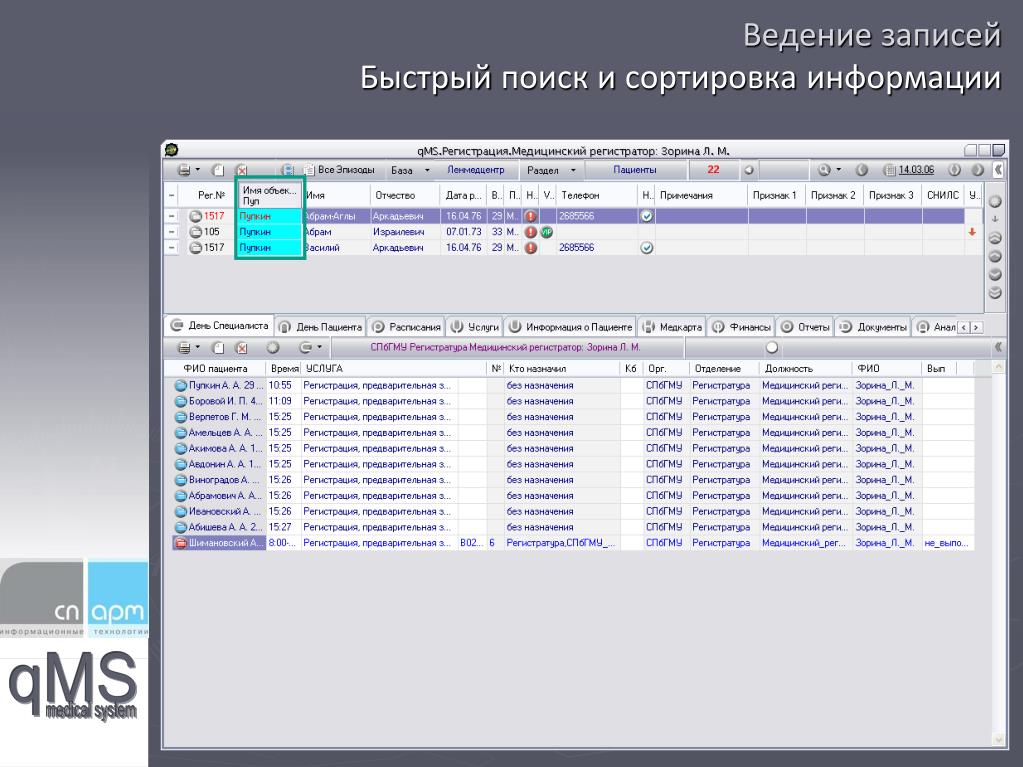 Быстрый поиск товаров. СП.АРМ. Ведение записей. Быстрые поиски. СП.АРМ СПБ.