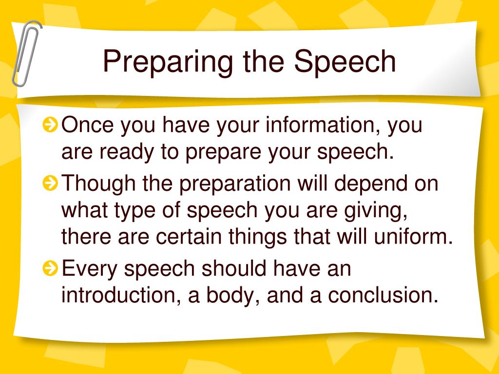 giving your speech from prepared notes