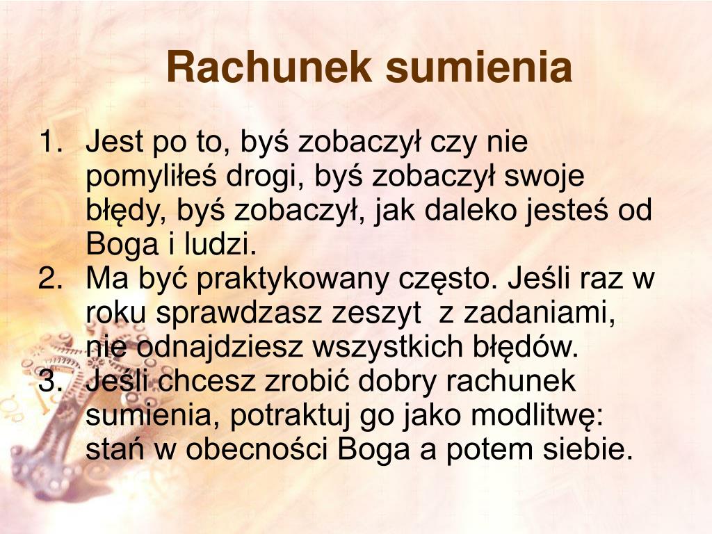 Rachunek Sumienia żal Za Grzechy Mocne Postanowienie Poprawy PPT - Sakrament pojednania PowerPoint Presentation, free download - ID