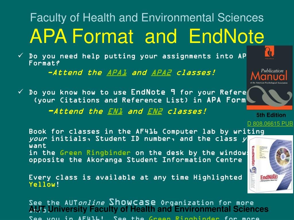 ppt faculty of health and environmental sciences apa format and apa formatting for powerpoint