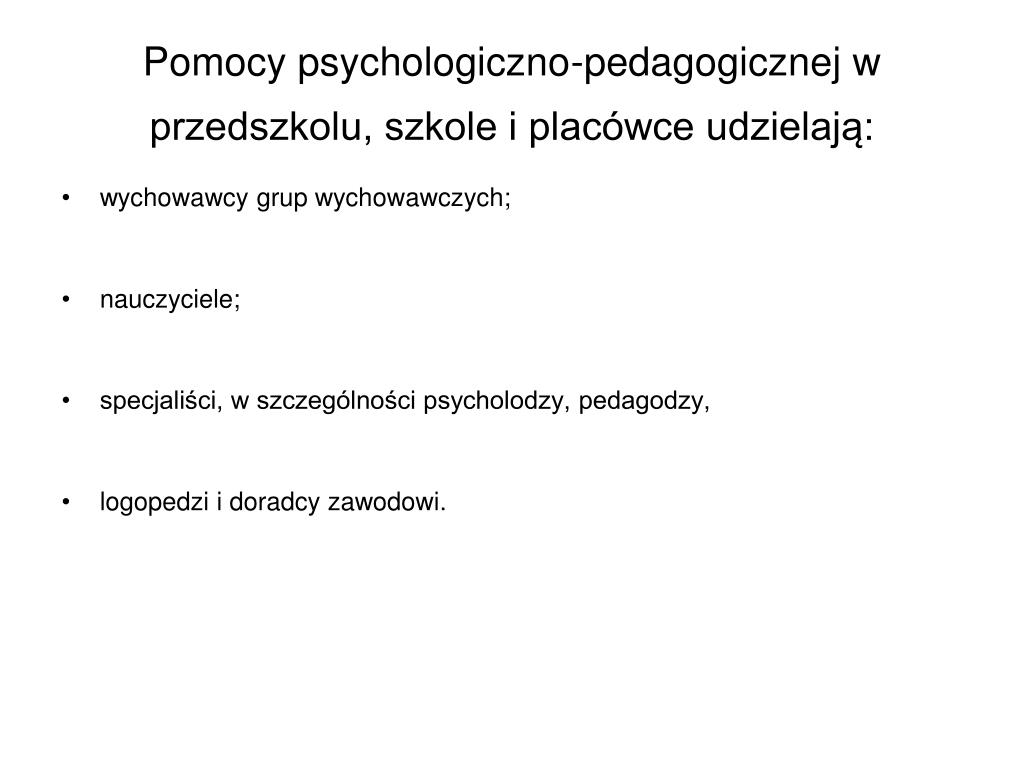 Pomoc Psychologiczno Pedagogiczna W Przedszkolu Przykłady PPT - Pomoc psychologiczno-pedagogiczna w szkole PowerPoint