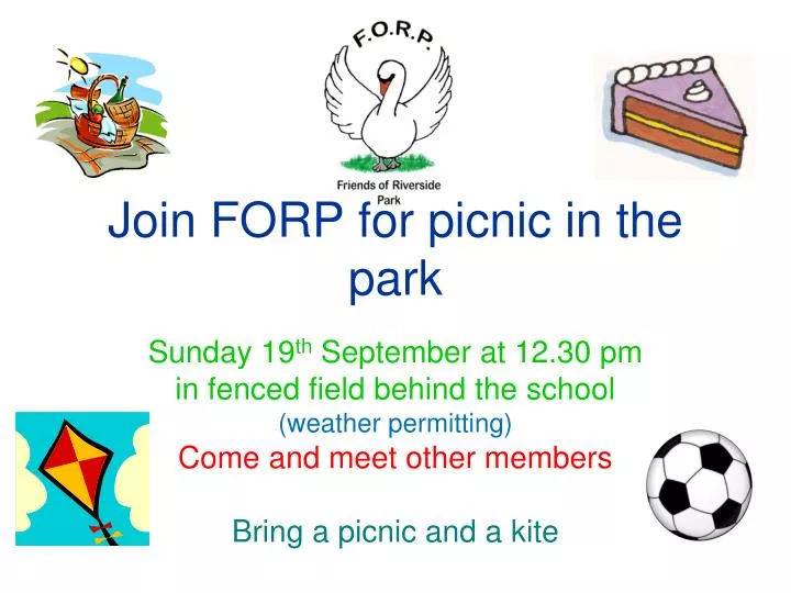 join forp for picnic in the park n.