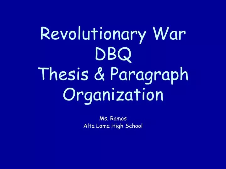 american revolutionary war thesis statement