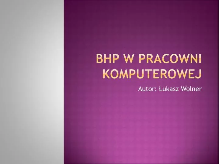 Bhp W Pracowni Komputerowej Prezentacja