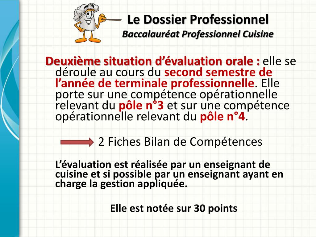 PPT - Le Dossier Professionnel Baccalauréat Professionnel Cuisine  PowerPoint Presentation - ID:4954006