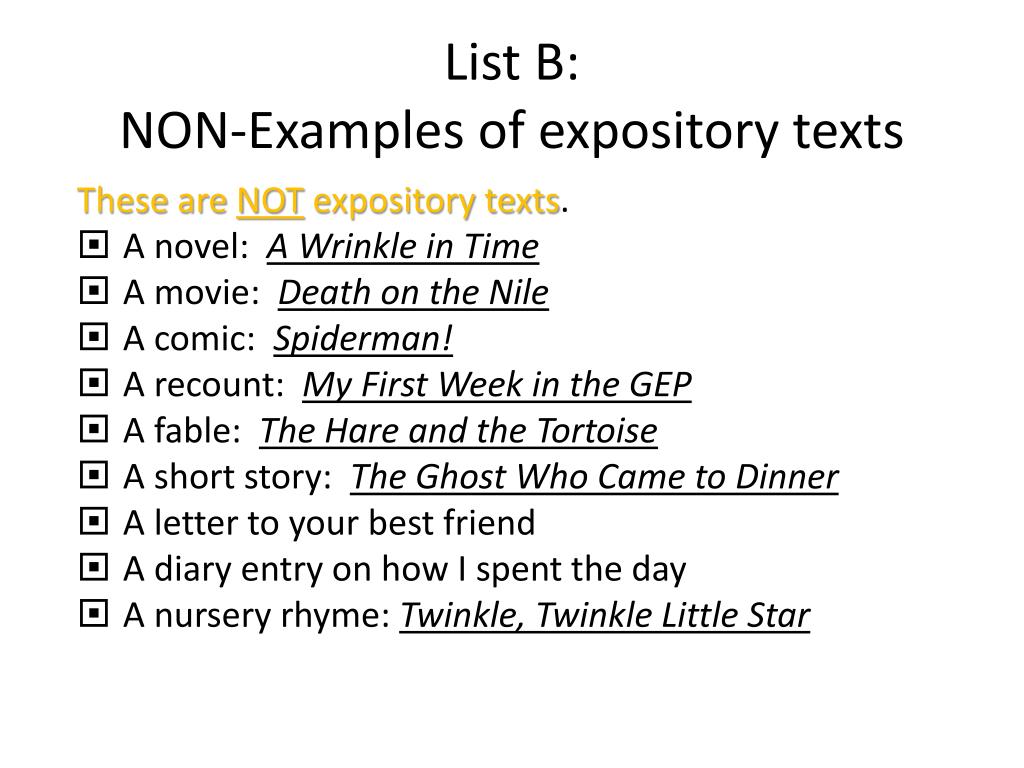 which is an example of expository text