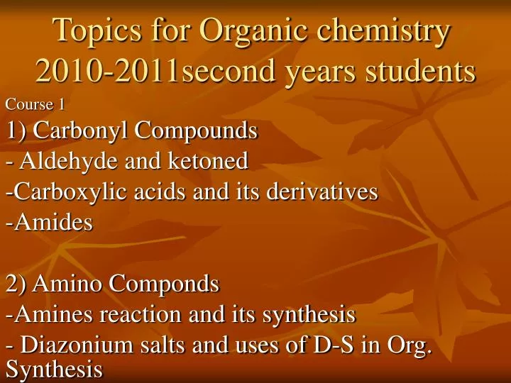 term paper topics for organic chemistry