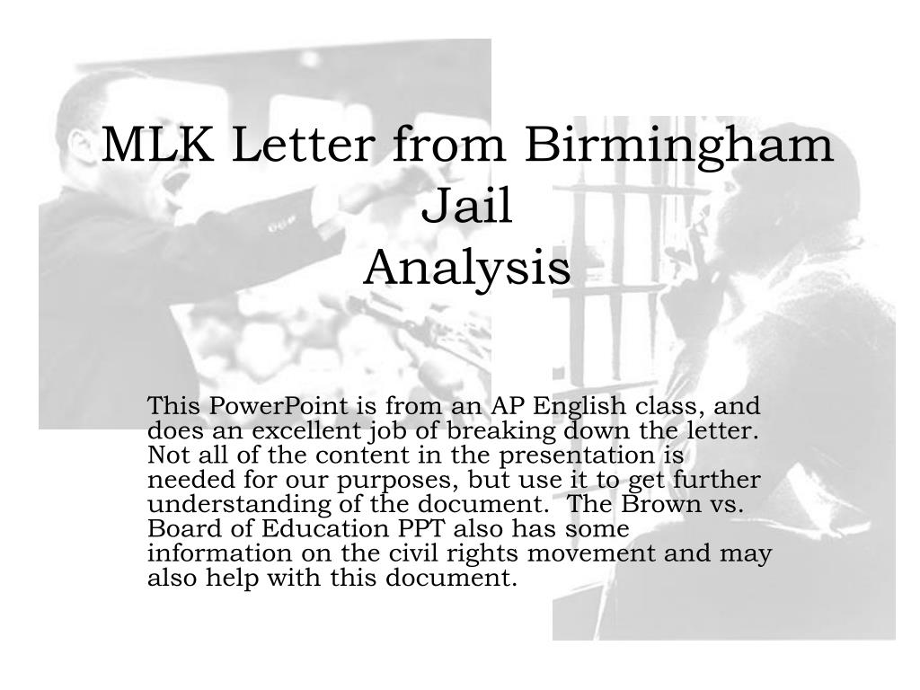 letter of birmingham jail analysis