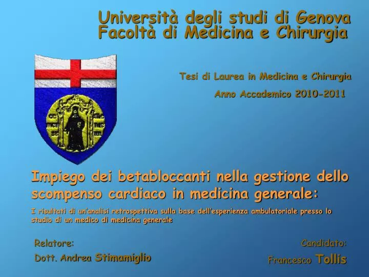 PPT - Università degli studi di Genova Facoltà di Medicina e Chirurgia  PowerPoint Presentation - ID:4959010