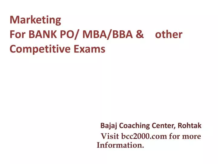 marketing for bank po mba bba other competitive exams n.