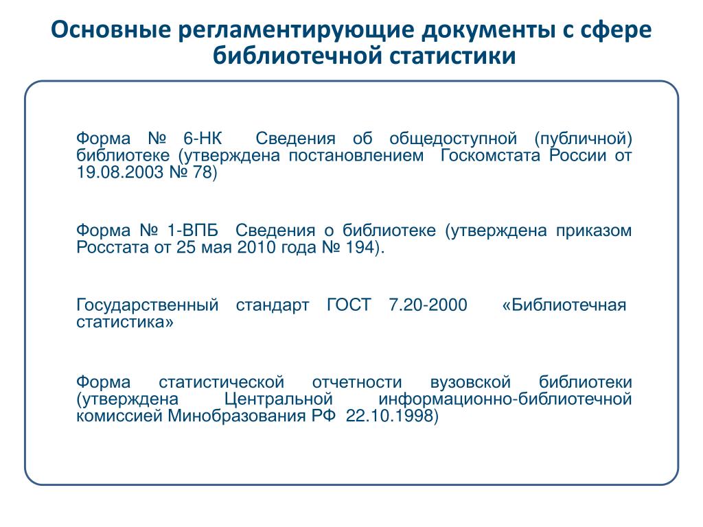 Постановление госкомстата рф 1. Основная форма отчетности по библиотечной статистики. Основные показатели библиотеки. Статистика использования электронных библиотек. Библиотечная статистика отчет.