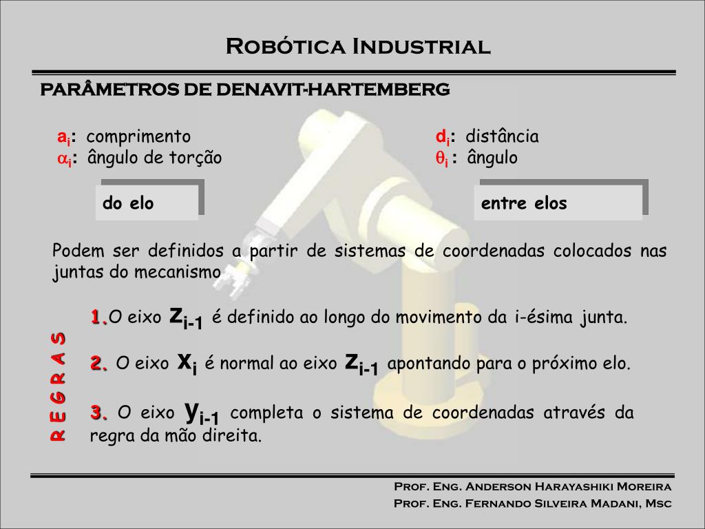 PDF) ANEXO I ALGORITMO PARA OBTENÇÃO DO SISTEMA DE COORDENADAS PARA O ELO  UTILIZANDO A CONVENÇÃO DE DENAVIT HARTENBERG