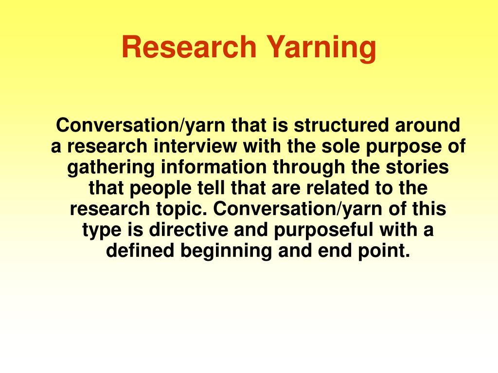 research topic yarning