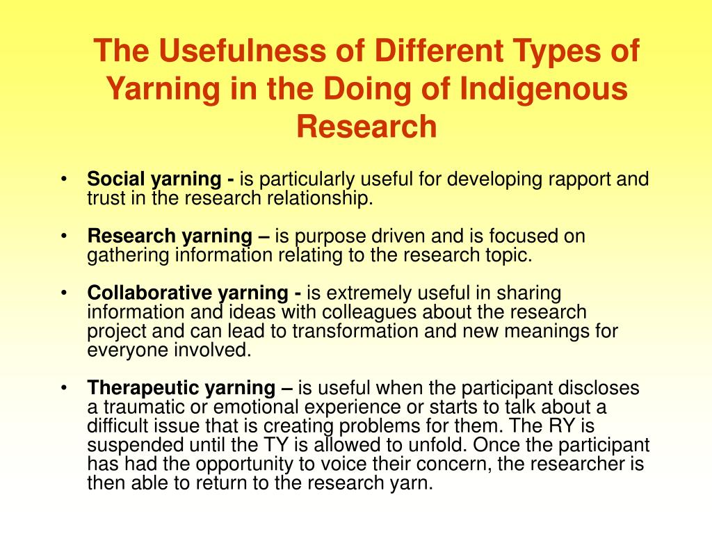 research topic yarning