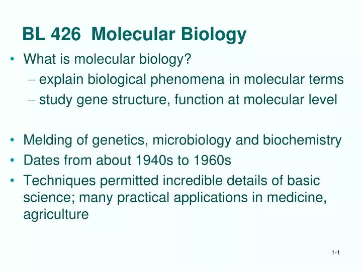 PPT BL 426 Molecular Biology PowerPoint Presentation, free download