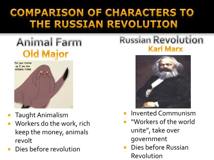a comparison of the animal farm and the russian revolution similarities Vladimir ilich lenin was born on april 10 he was also the leader of russian revolution in the novel animal farm written by george orwell. a comparison of the animal farm and the russian revolution similarities Vladimir ilich lenin was born on april 10 he was also the leader of russian revolution in the novel animal farm written by george orwell.