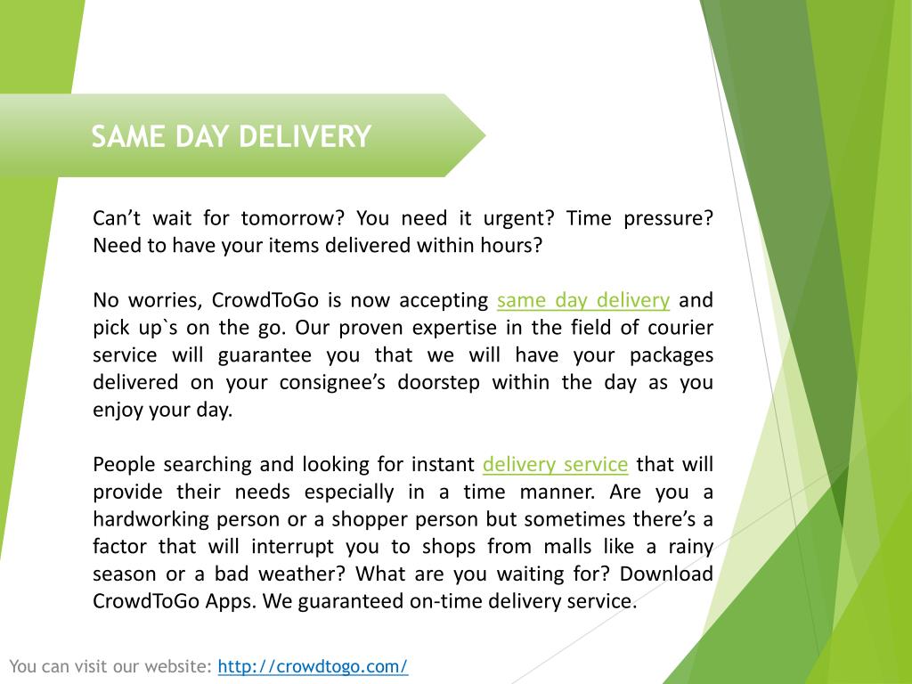 PPT - SAME DAY DELIVERY PowerPoint Presentation, free download - ID:4970478