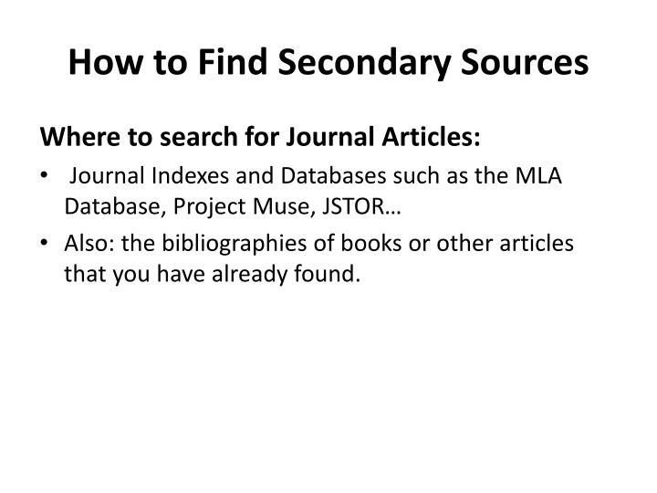 how to find secondary sources for a research paper