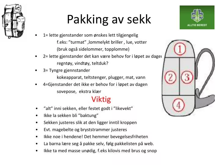 PPT - Pakking av sekk PowerPoint Presentation, free download - ID:4976411