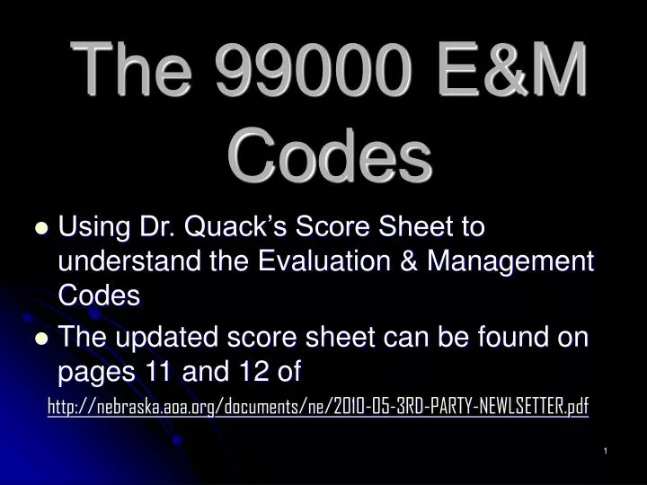 the 99000 e m codes n.