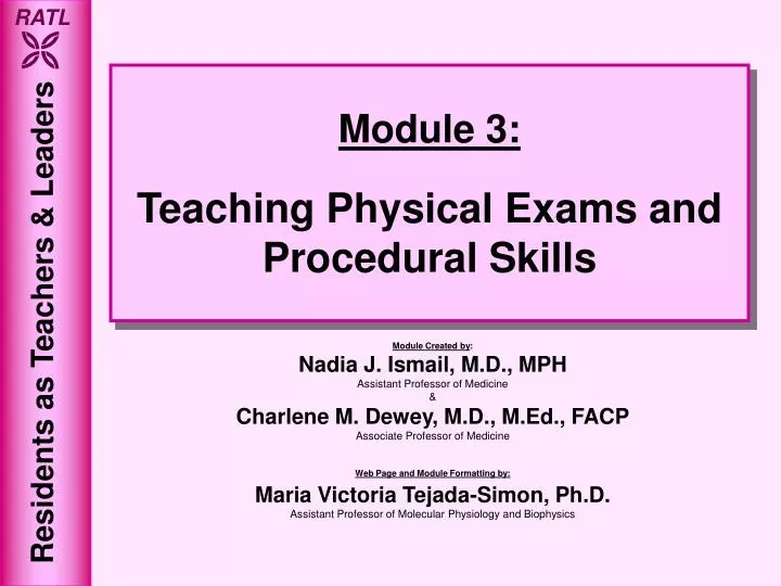 module 3 teaching physical exams and procedural skills n.