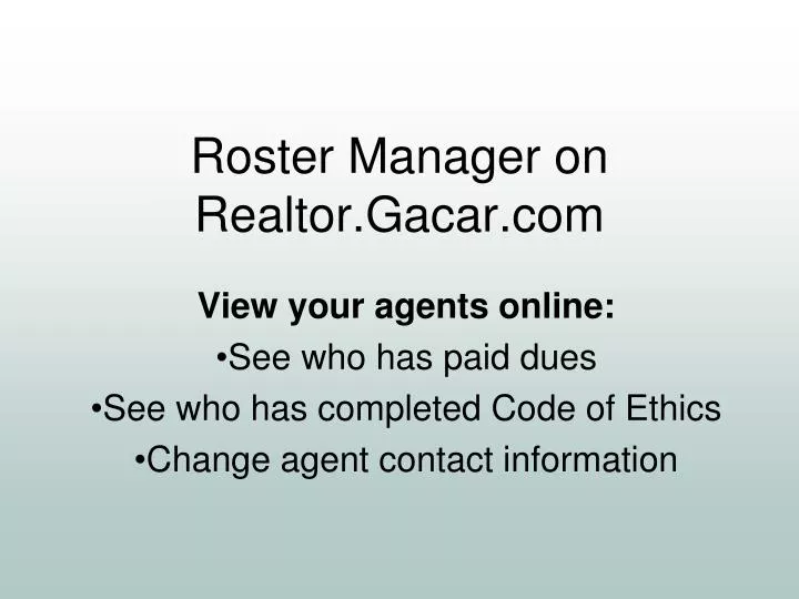 roster manager on realtor gacar com n.