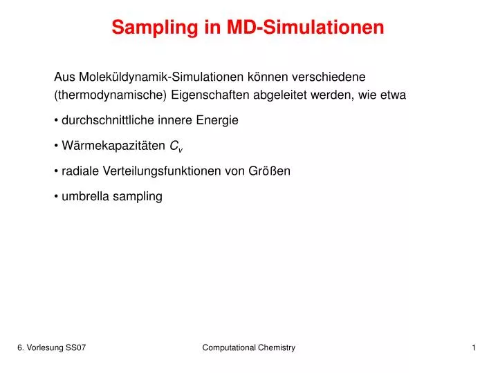 PPT - Sampling in MD-Simulationen PowerPoint Presentation, free ...