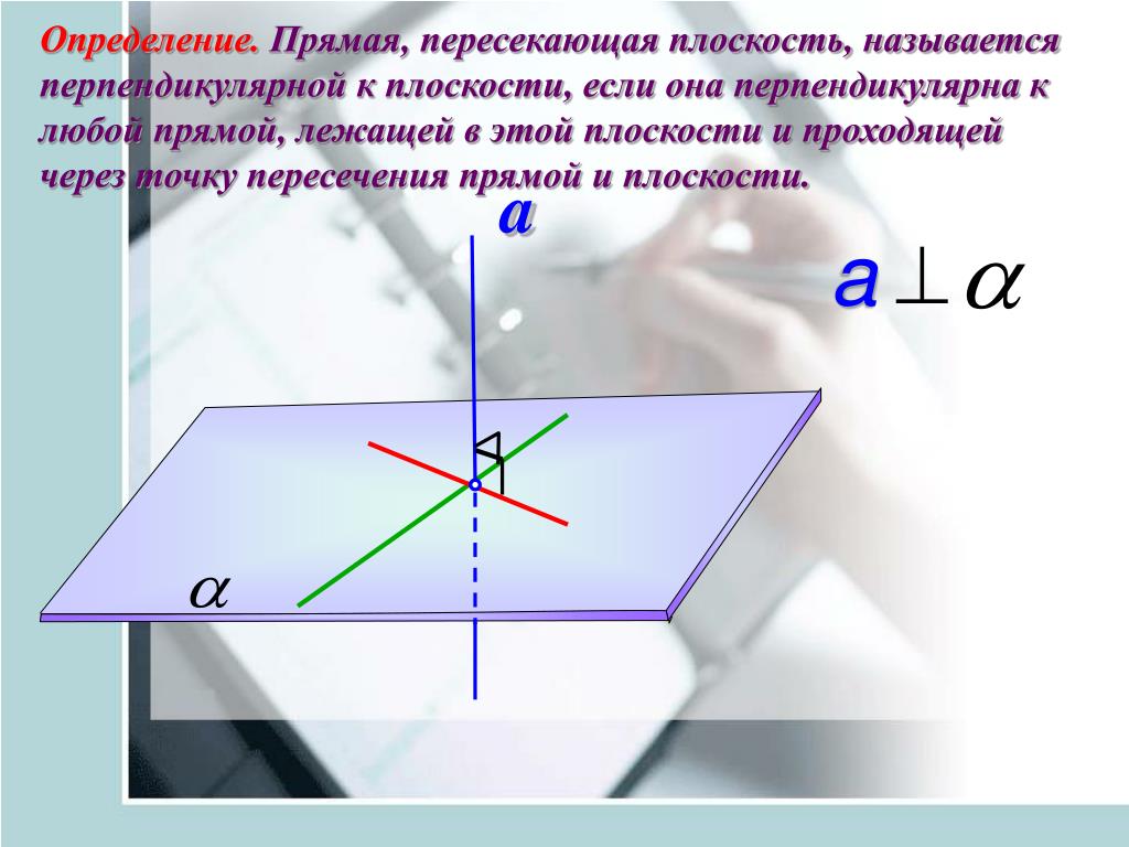 Две пересекающиеся прямые называют перпендикулярными