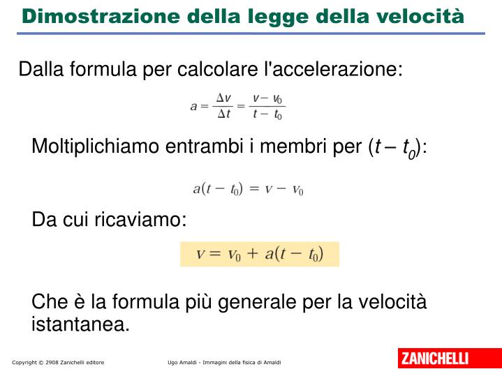 Dimostrazione Legge Oraria Moto Uniformemente Accelerato