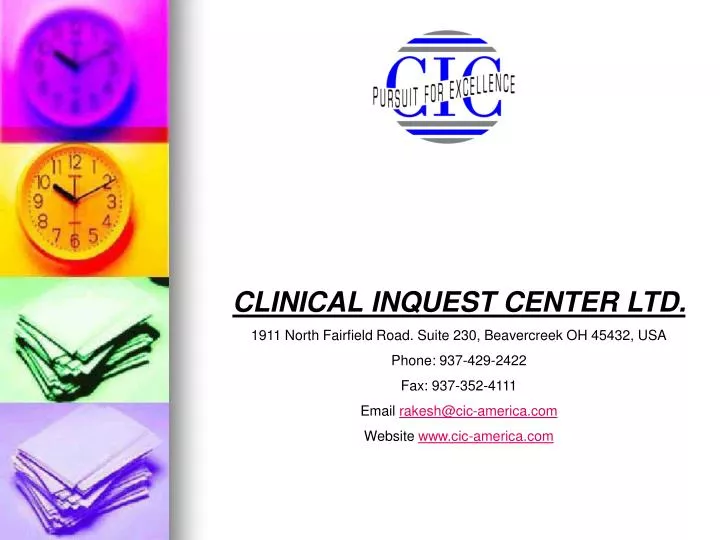 PPT CLINICAL INQUEST CENTER LTD. 1911 North Fairfield Road. Suite 230